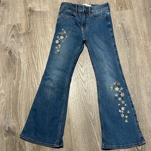 Abercrombie Kids Girls Embroidered Flower Flare Jeans Size 7/8